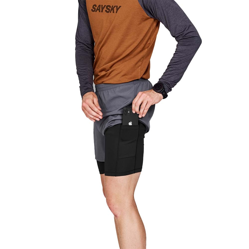 Saysky Pace 2in1 5" Løpeshorts Herre Grå