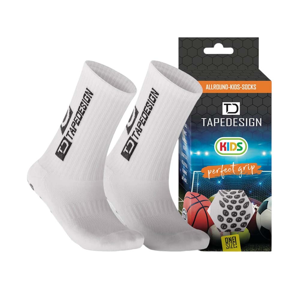 TAPEDESIGN Allround Classic Grip Fotballstrømper Barn Hvit