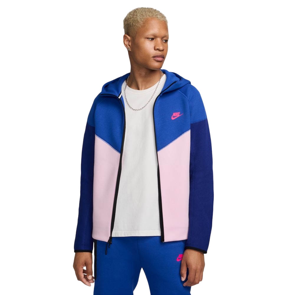 Nike NSW Tech Fleece FullZip Hettegenser Blå/Rosa