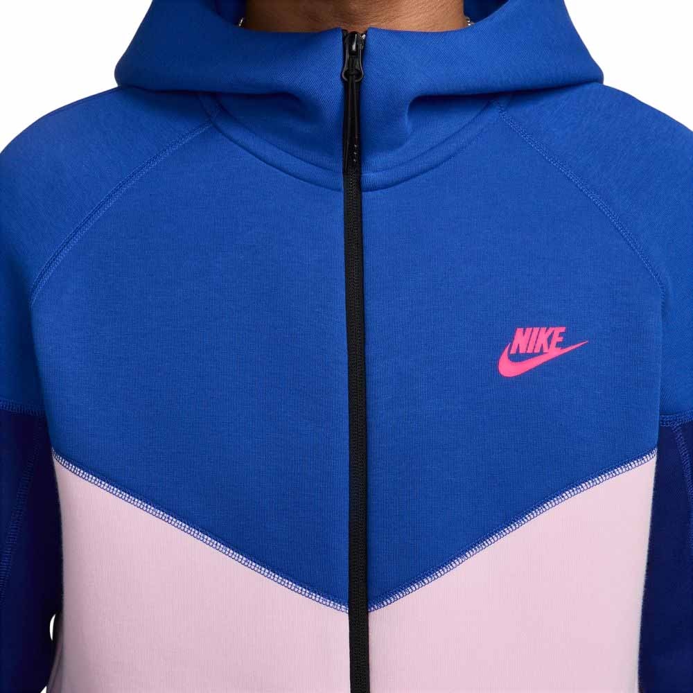 Nike NSW Tech Fleece FullZip Hettegenser Blå/Rosa