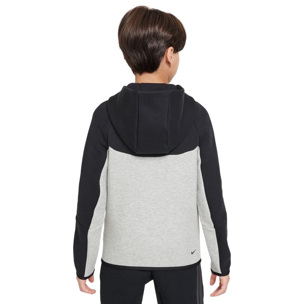 Nike NSW Tech Fleece Full-Zip Hettegenser Barn Sort/Grå