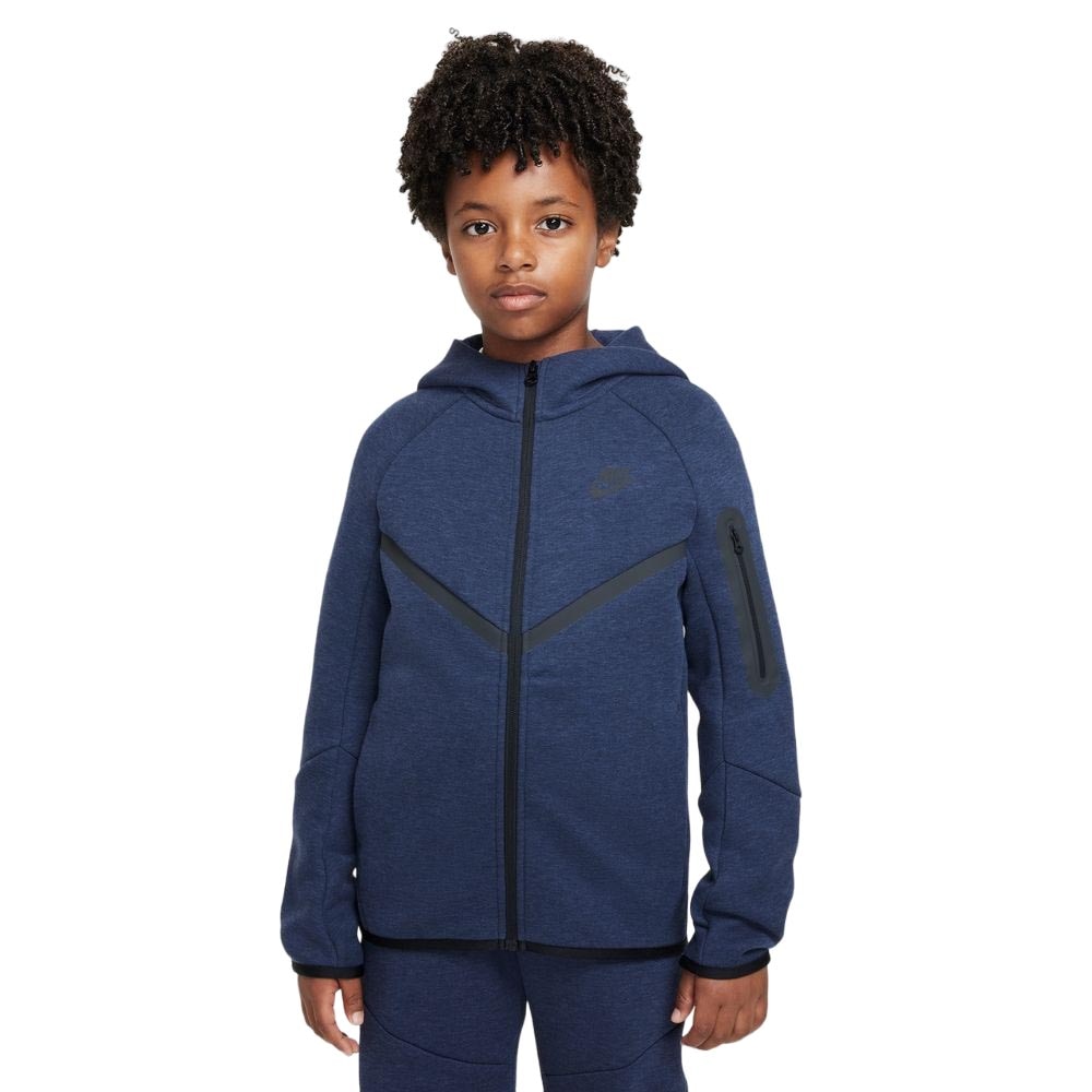 Nike NSW Tech Fleece Full-Zip Hettegenser Barn Marine