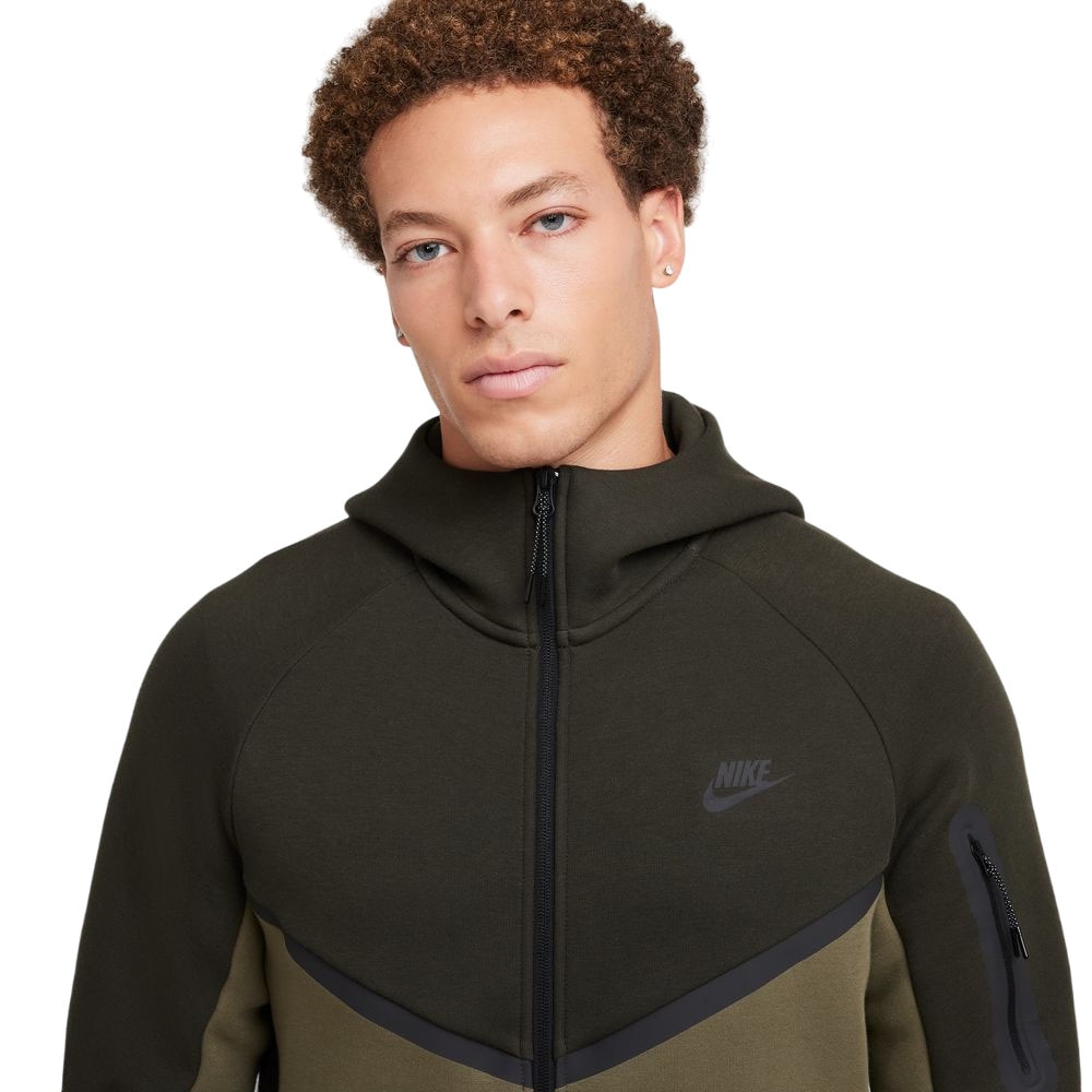 Nike NSW Tech Fleece Full-Zip Windrunner Hettegenser Grønn/Brun