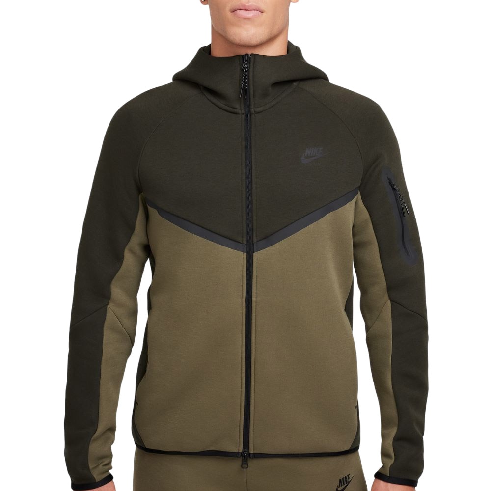 Nike NSW Tech Fleece Full-Zip Windrunner Hettegenser Grønn/Brun