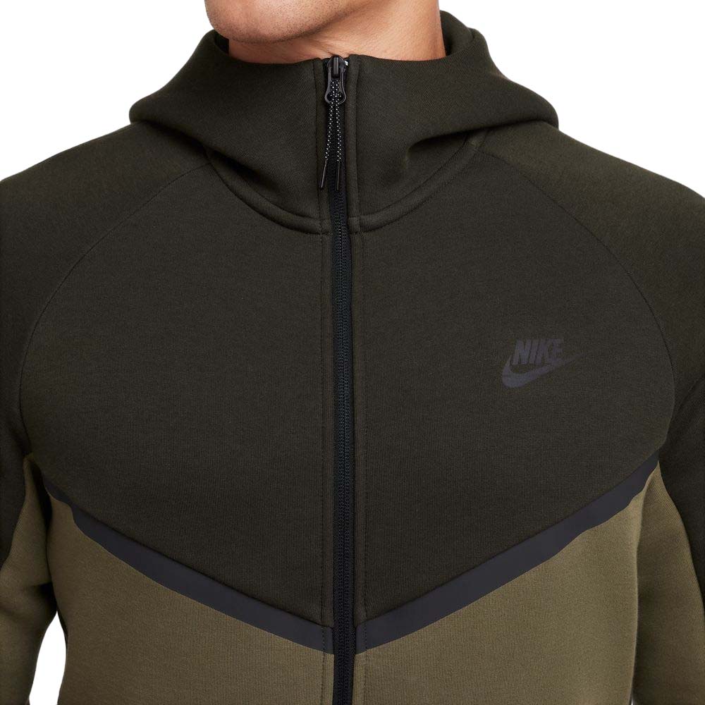 Nike NSW Tech Fleece Full-Zip Windrunner Hettegenser Grønn/Brun