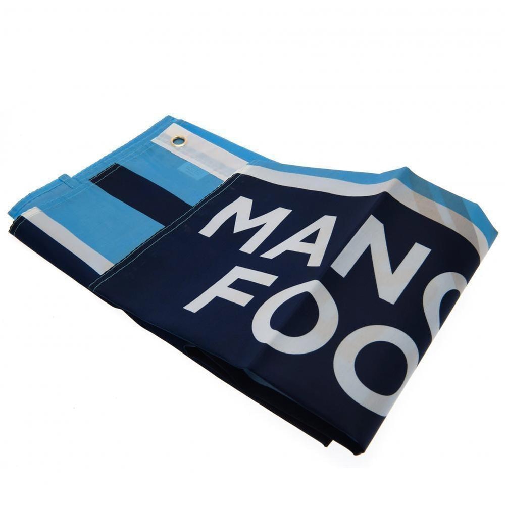 Official Product Manchester City Wordmark Stripe Flagg Lyseblå/Marine