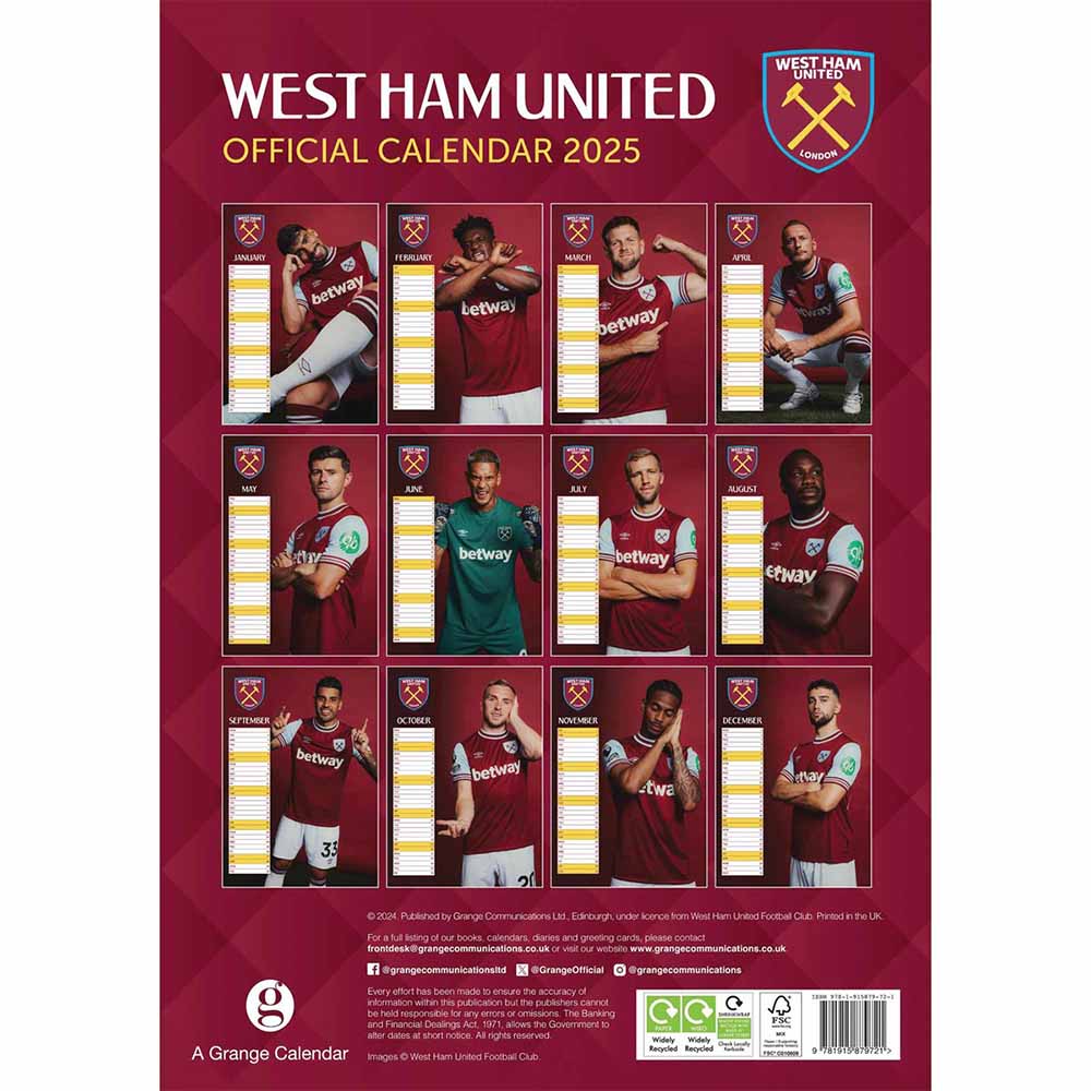 Official Product West Ham United Kalender 2025