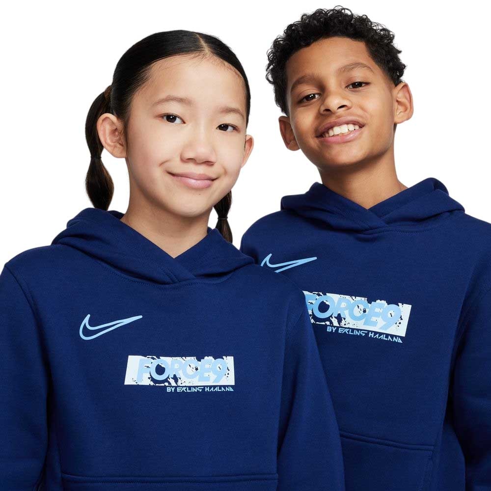 Nike Haaland FORCE9 Club Fleece Hettegenser Barn Blå