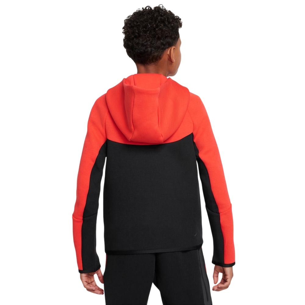 Nike NSW Tech Fleece Full-Zip Hettegenser Barn Rød/Sort