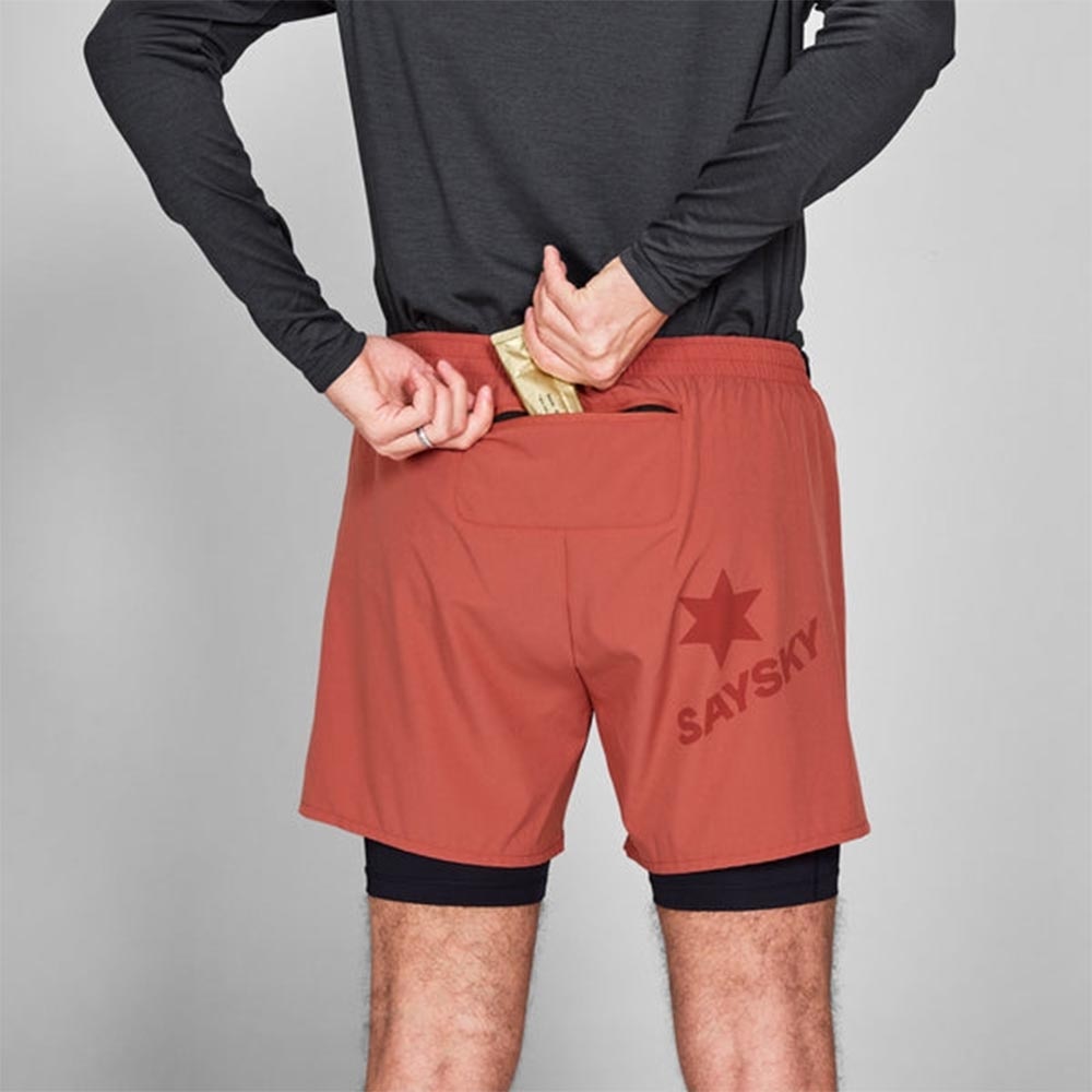 Saysky Pace 2in1 5" Løpeshorts Herre Rød/Sort