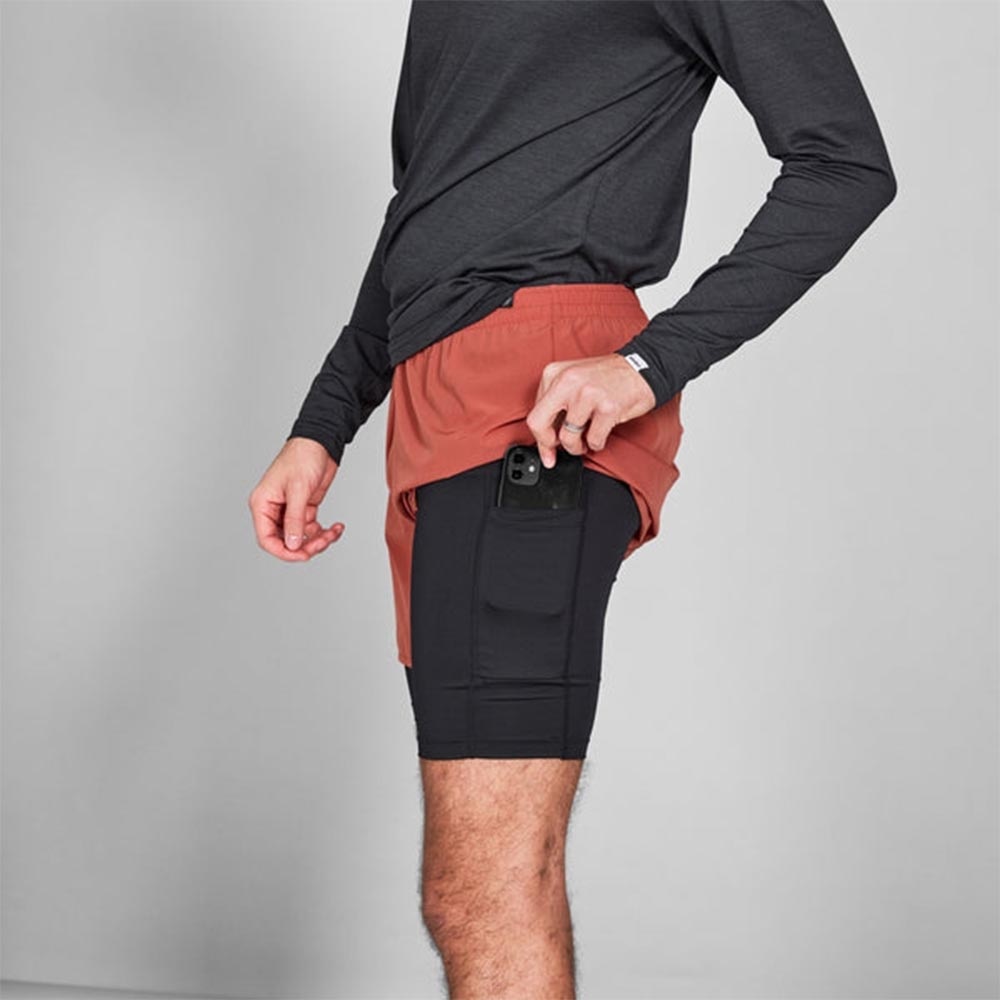 Saysky Pace 2in1 5" Løpeshorts Herre Rød/Sort