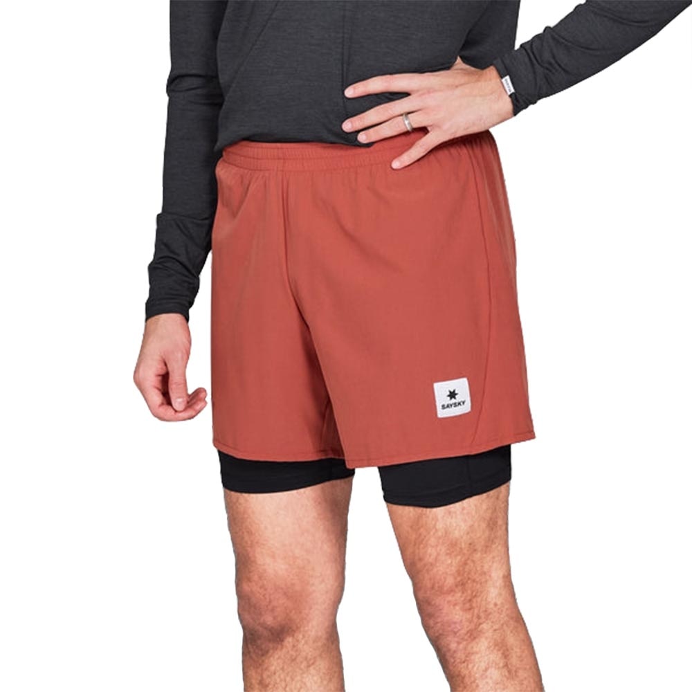 Saysky Pace 2in1 5" Løpeshorts Herre Rød/Sort