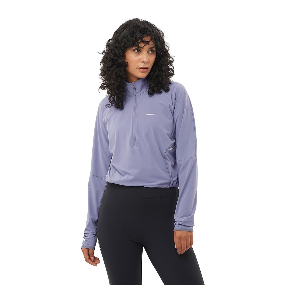 Salomon Sense Aero Hybrid Cropped Half-Zip Jakke Dame Lilla