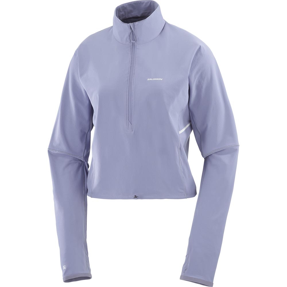 Salomon Sense Aero Hybrid Cropped Half-Zip Jakke Dame Lilla