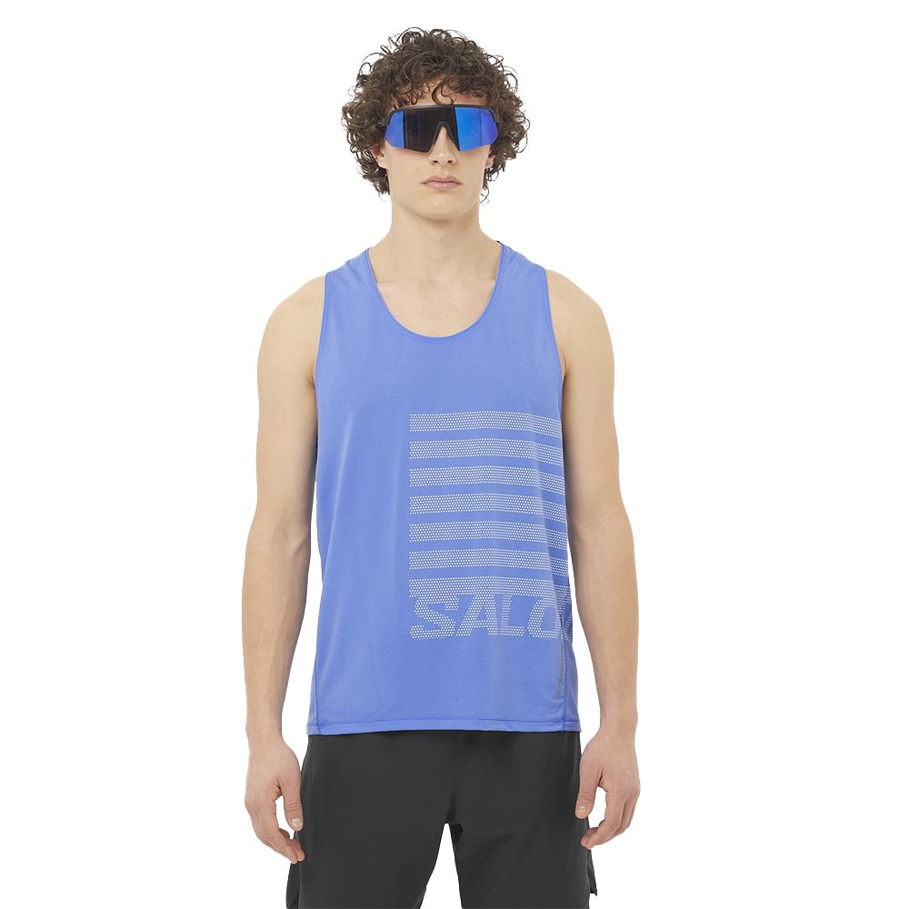 Salomon Sense Aero Singlet GFX Singlet Herre Blå