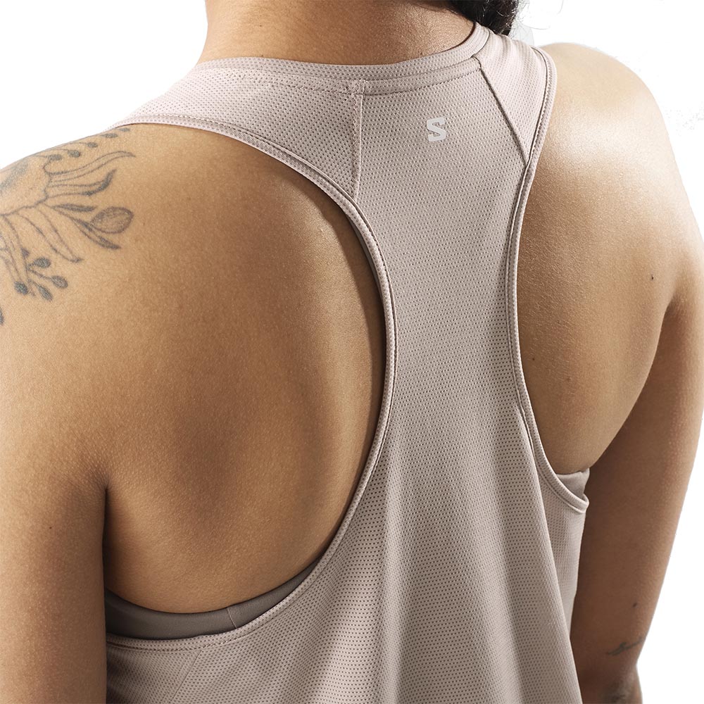 Salomon ShakeOut Core Tank Dame Rosa/Beige