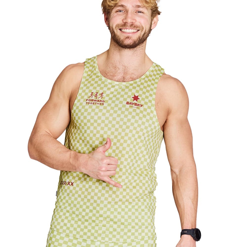 Saysky Checker Combat Singlet Herre Grønn/Rød