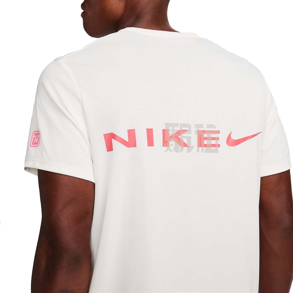 Nike Dri-Fit Miler Hakone Kortermet Trøye Herre Hvit/Rød