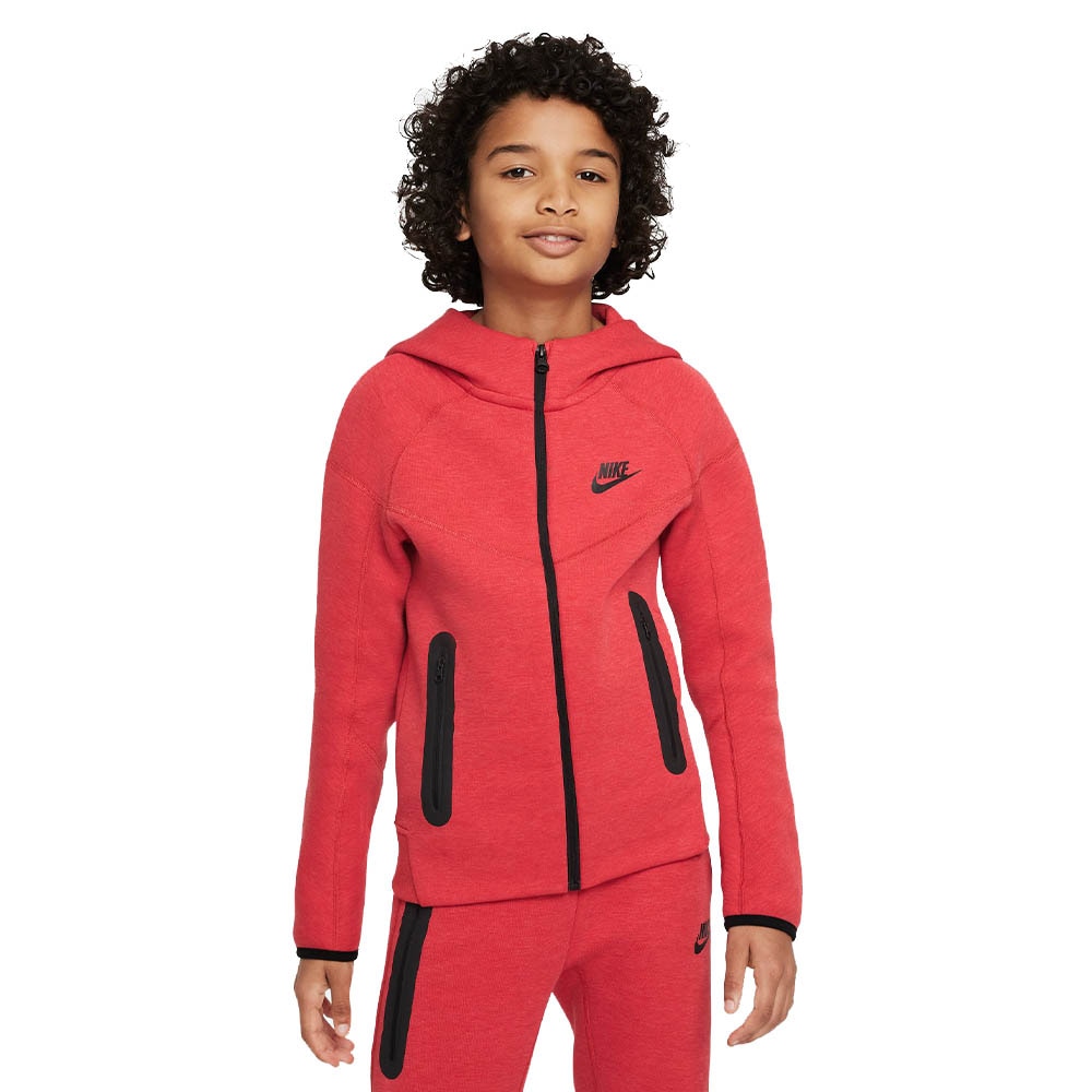 Nike NSW Tech Fleece Hettegenser Barn Rød