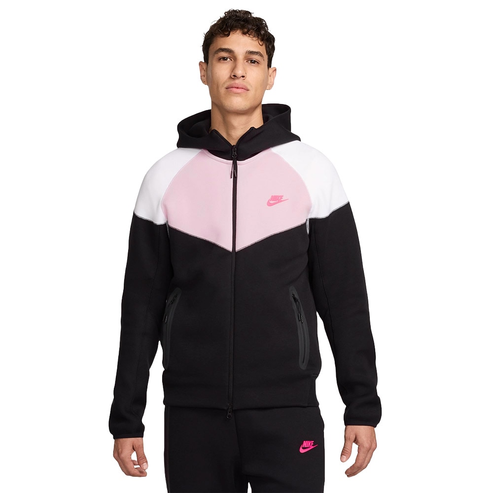 Nike Tech Fleece FullZip Hettegenser Sort/Hvit/Rosa