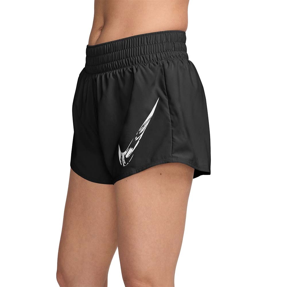 Nike Dri-Fit One Swoosh Mid-Rise Løpeshorts Dame Sort