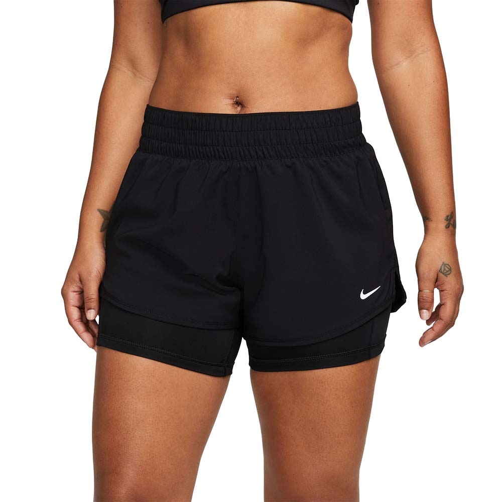 Nike Dri-Fit One Mid-Rise 3'' 2in1 Løpeshorts Dame Sort