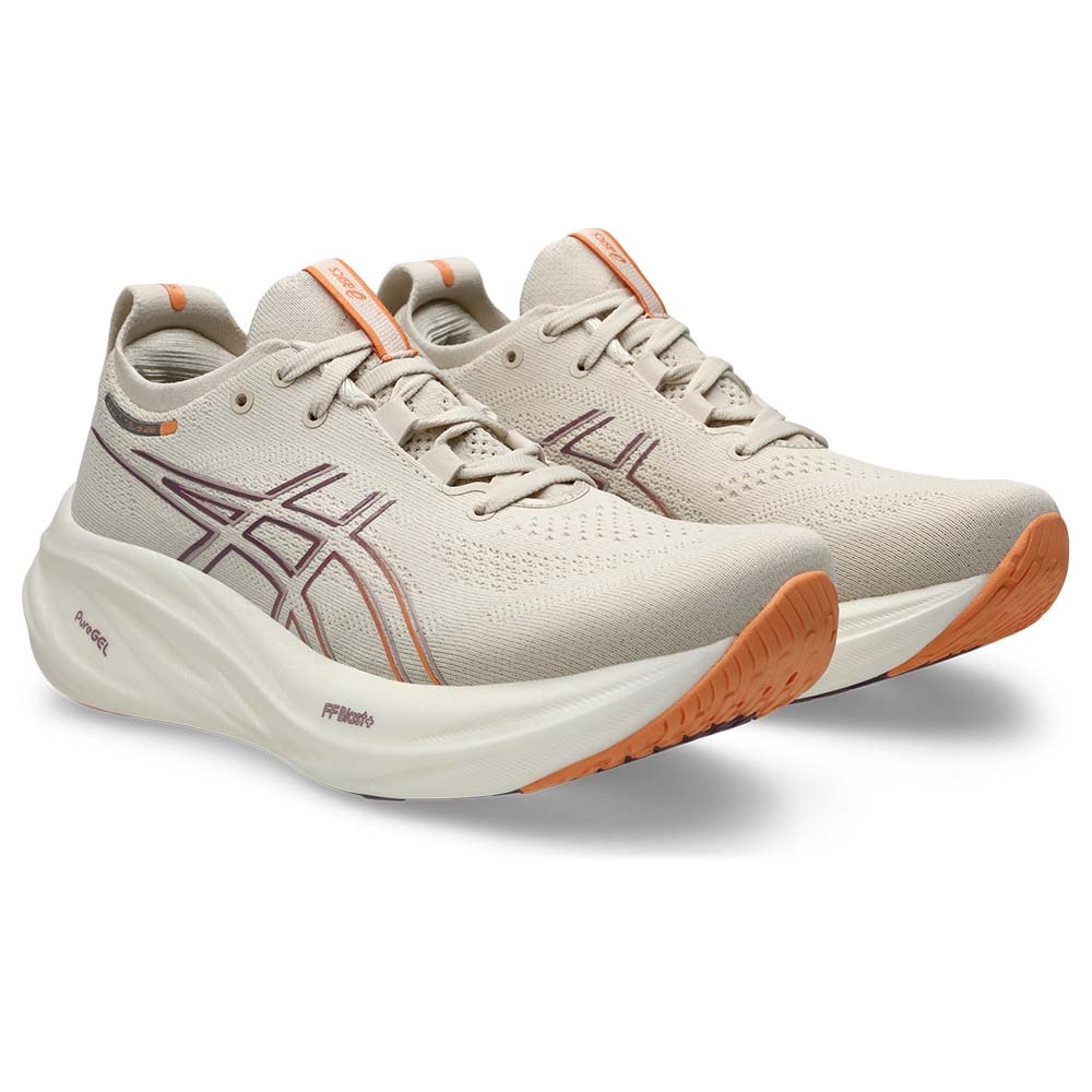 Asics Gel-Nimbus 26 Dame Beige/Oransje