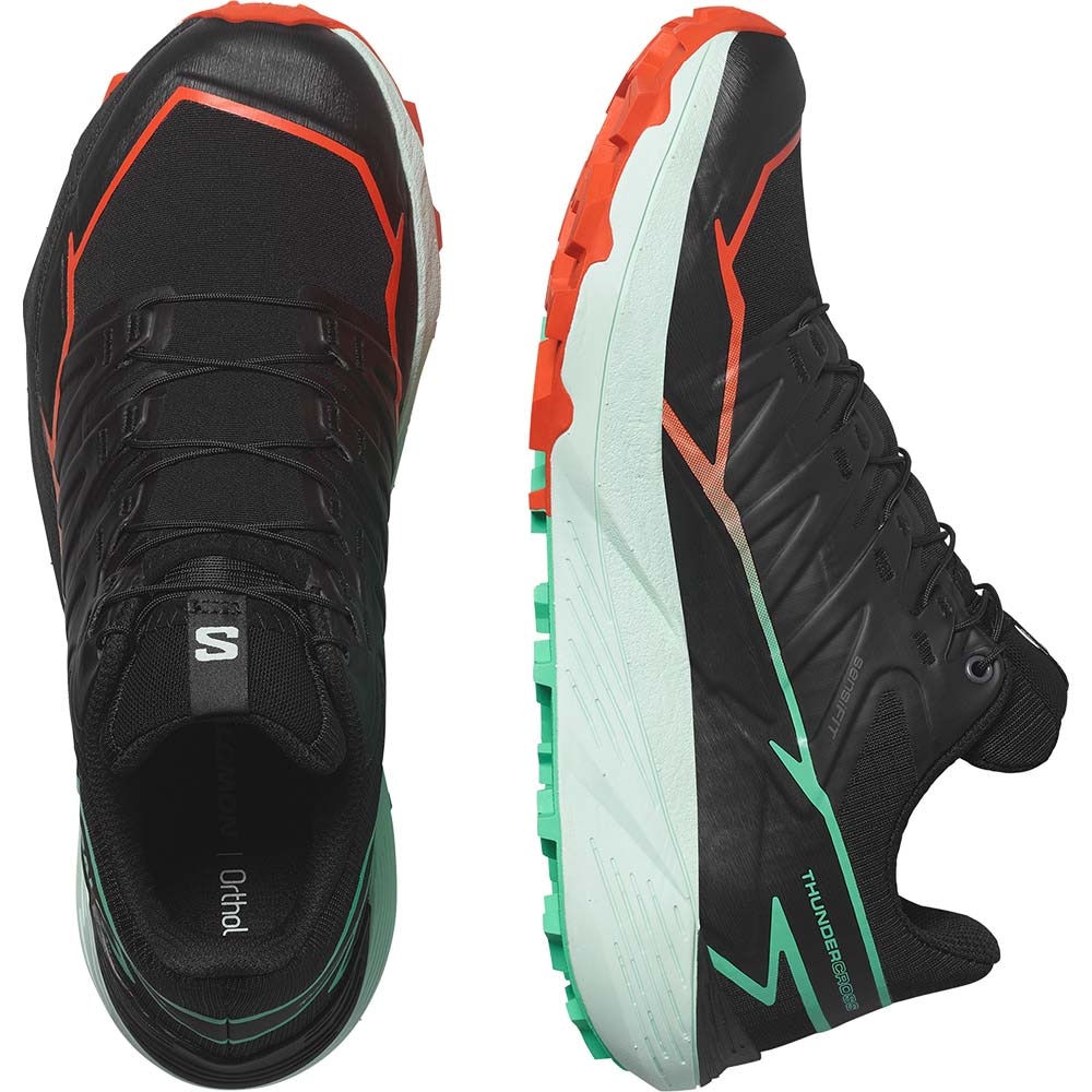 Salomon Thundercross Joggesko Dame Sort/Turkis/Rød