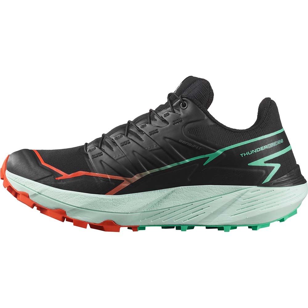 Salomon Thundercross Joggesko Dame Sort/Turkis/Rød