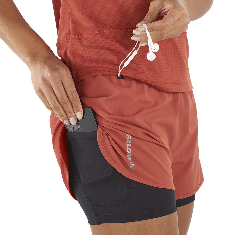 Salomon Cross 2in1 Shorts Dame Rød