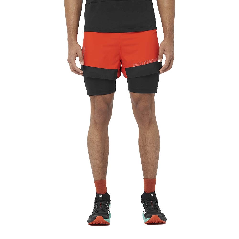 Salomon Cross 2in1 Løpeshorts Herre Rød/Sort